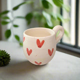Tayri Hearts Mug — Medium Berber Mug with Handmade Ceramic Patterns