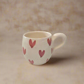 Tayri Hearts Mug — Medium Berber Mug with Handmade Ceramic Patterns