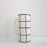 Amazigh Ebony Grid Carafe — Black Handcrafted Ceramic Pitcher (850 ml)