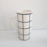 Amazigh Ebony Grid Carafe — Black Handcrafted Ceramic Pitcher (850 ml)