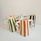 ZigZag Amazigh Carafe — Striped Handcrafted Ceramic Pitcher (600 ml)