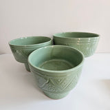 Set of 3 Amazigh Dessert Cups — Pastel Green Handmade Ceramic