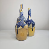 Splinters of the Atlas — Ochre Blue Sapphire Ceramic Vase Set