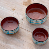 Cercles Azur — Trio de Bols Rayés en Céramique Artisanale