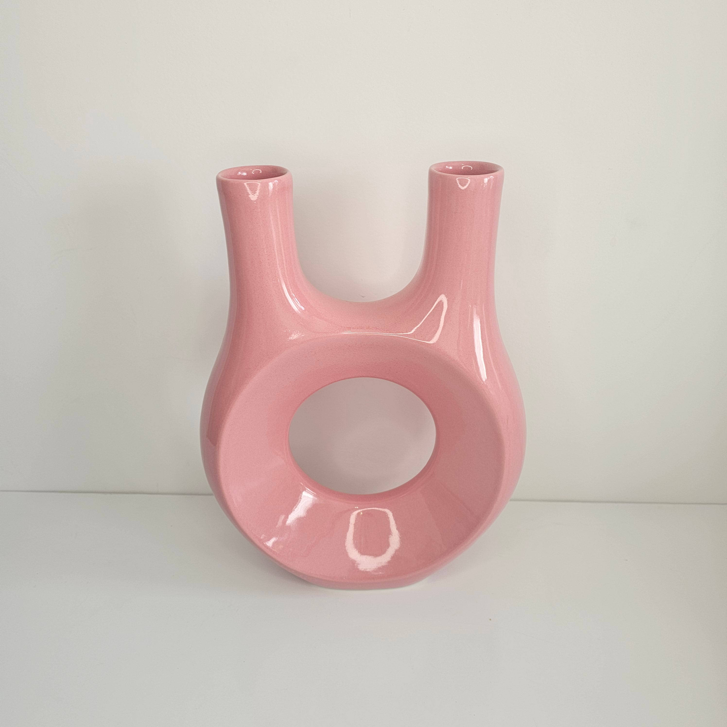 Vase Amazigh Luna Rose — Sculpture Contemporaine en Céramique Artisanale