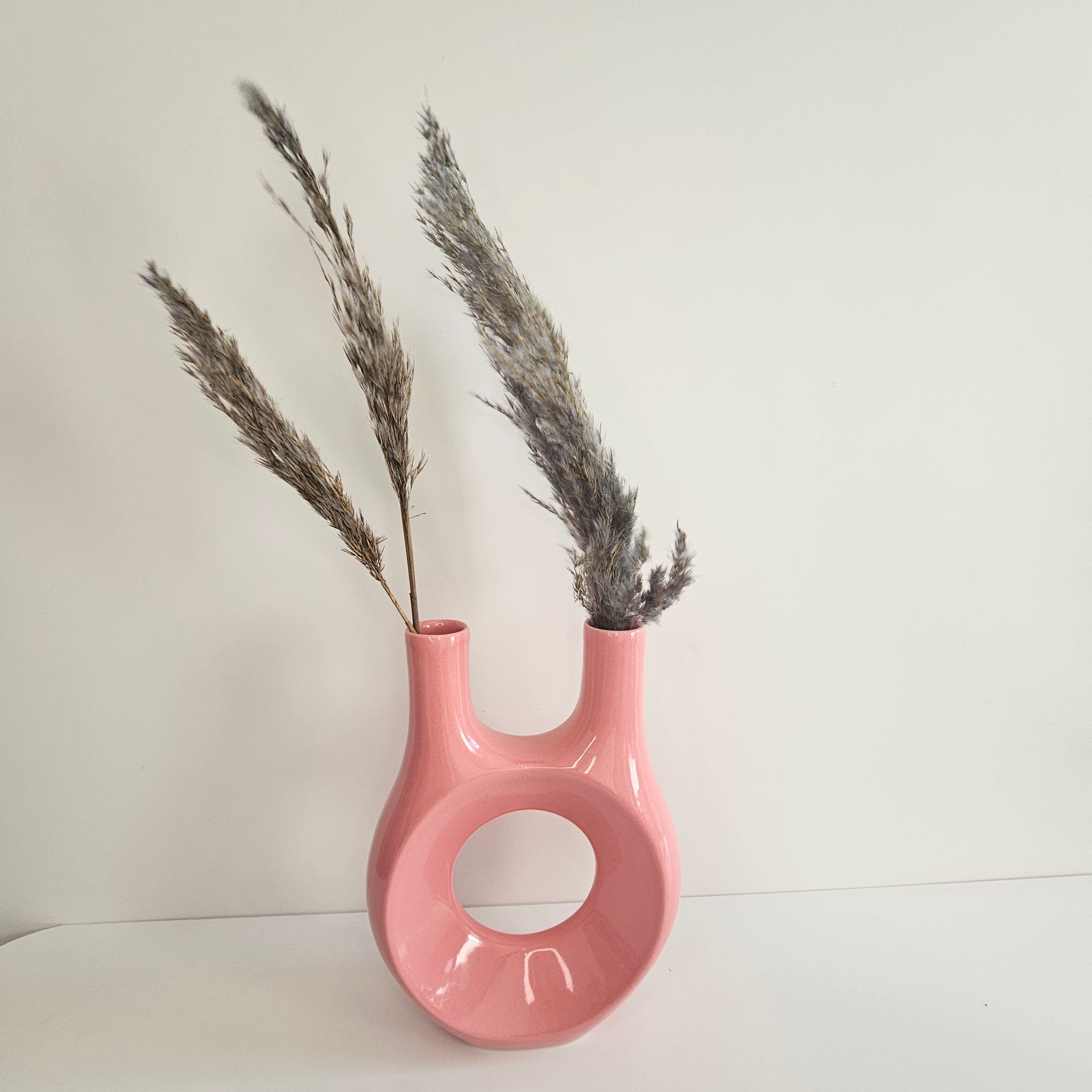 Vase Amazigh Luna Rose — Sculpture Contemporaine en Céramique Artisanale