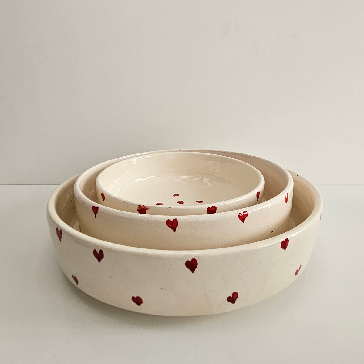 Coupelles Tayri Cœurs — Set de 3 Coupelles Berbères en Céramique Artisanale