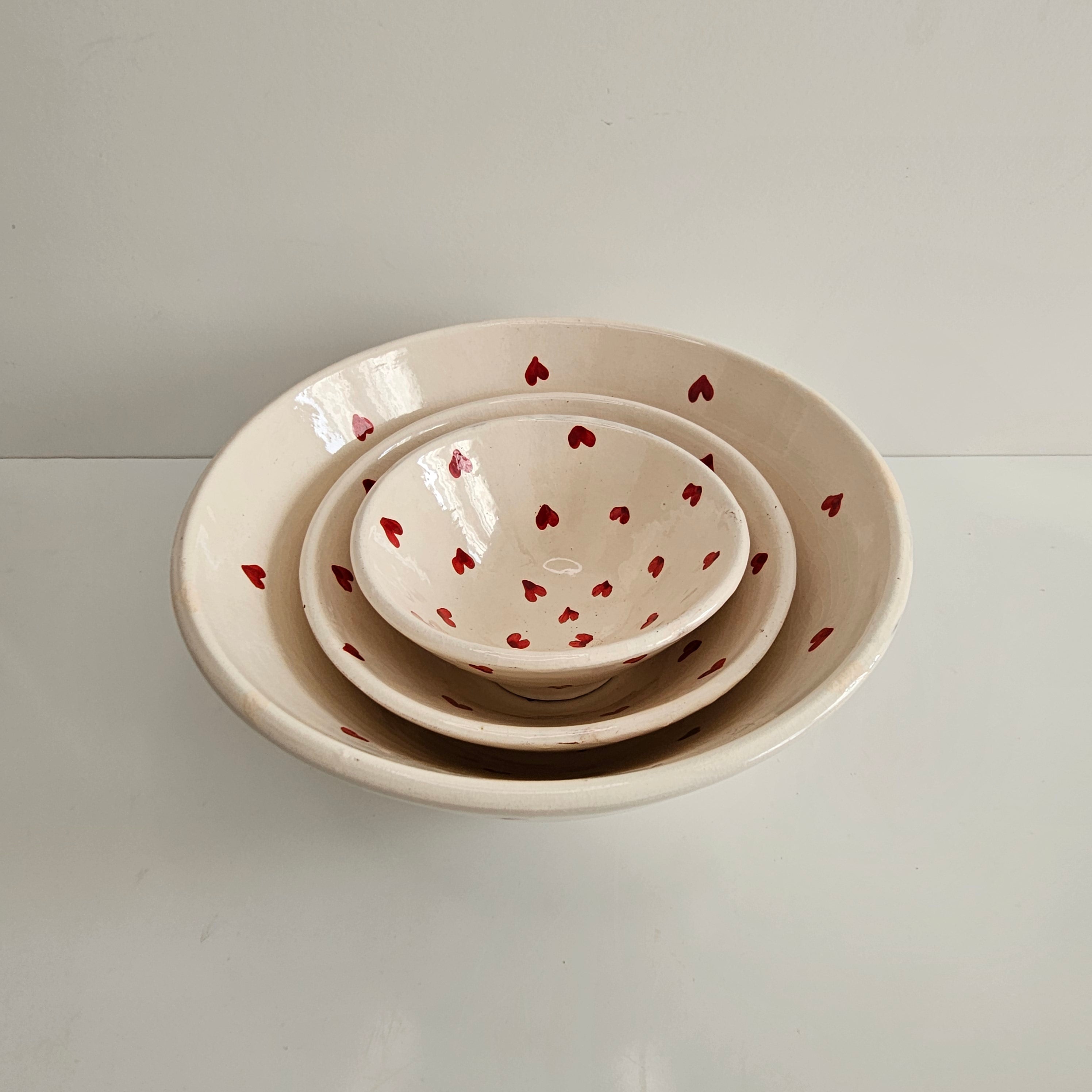 Set de Bols Tayri Cœurs — Bols à Dessert Berbères en Céramique Artisanale