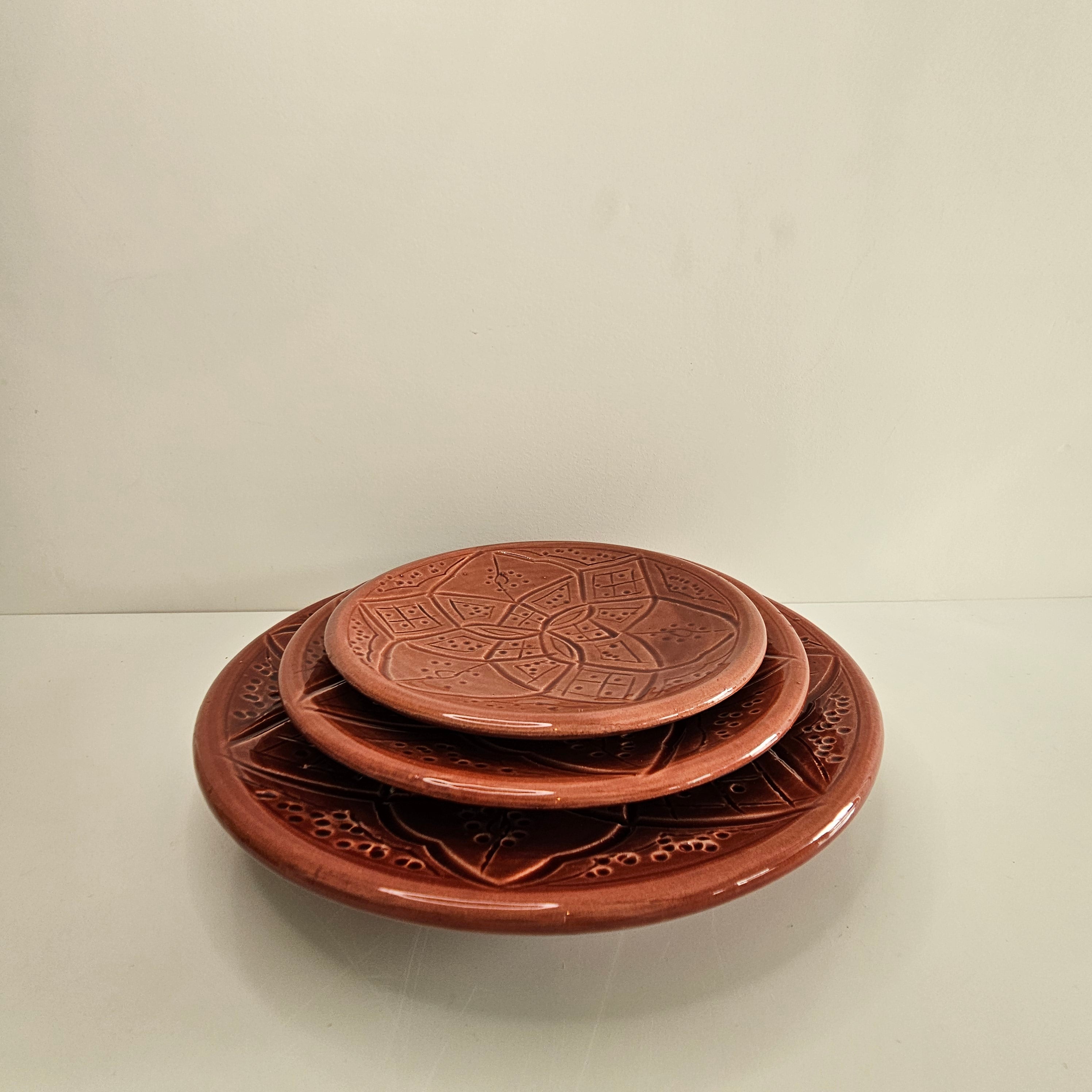 Set de 3 Assiettes Tizwelt — Vaisselle Berbère en Céramique Traditionnelle