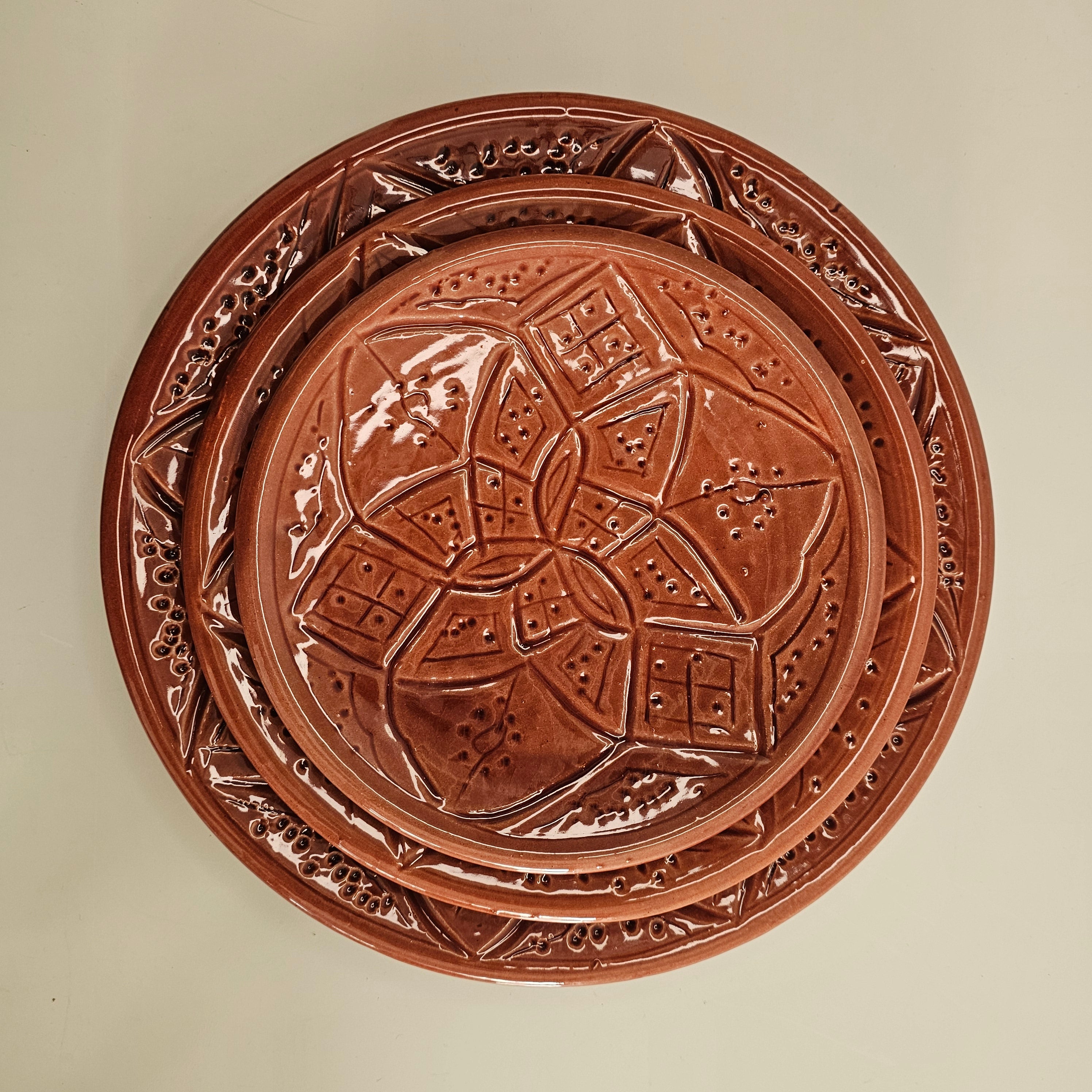 Set de 3 Assiettes Tizwelt — Vaisselle Berbère en Céramique Traditionnelle
