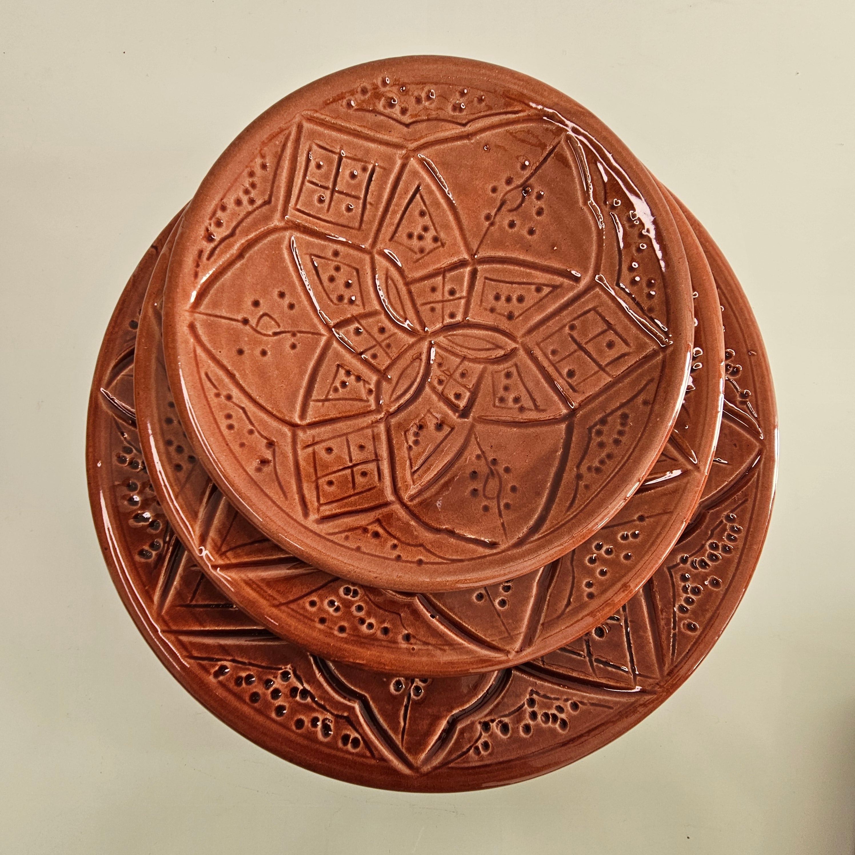 Set de 3 Assiettes Tizwelt — Vaisselle Berbère en Céramique Traditionnelle