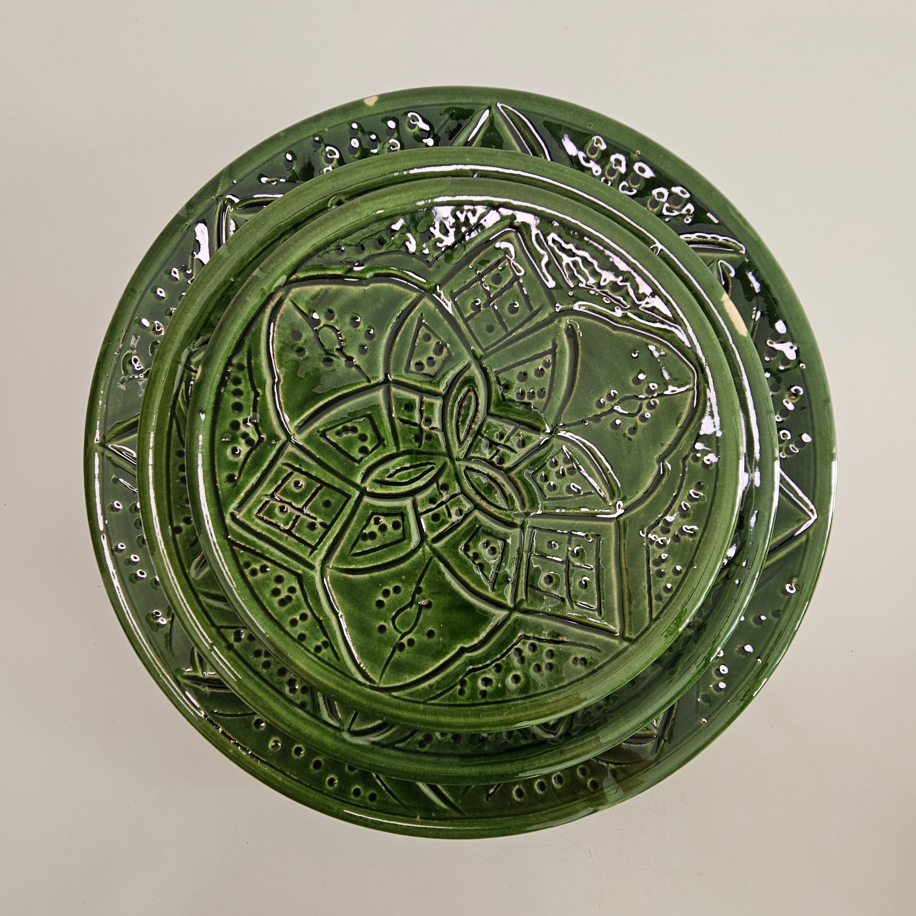 Set de 3 Assiettes Tizwelt — Vaisselle Berbère en Céramique Traditionnelle