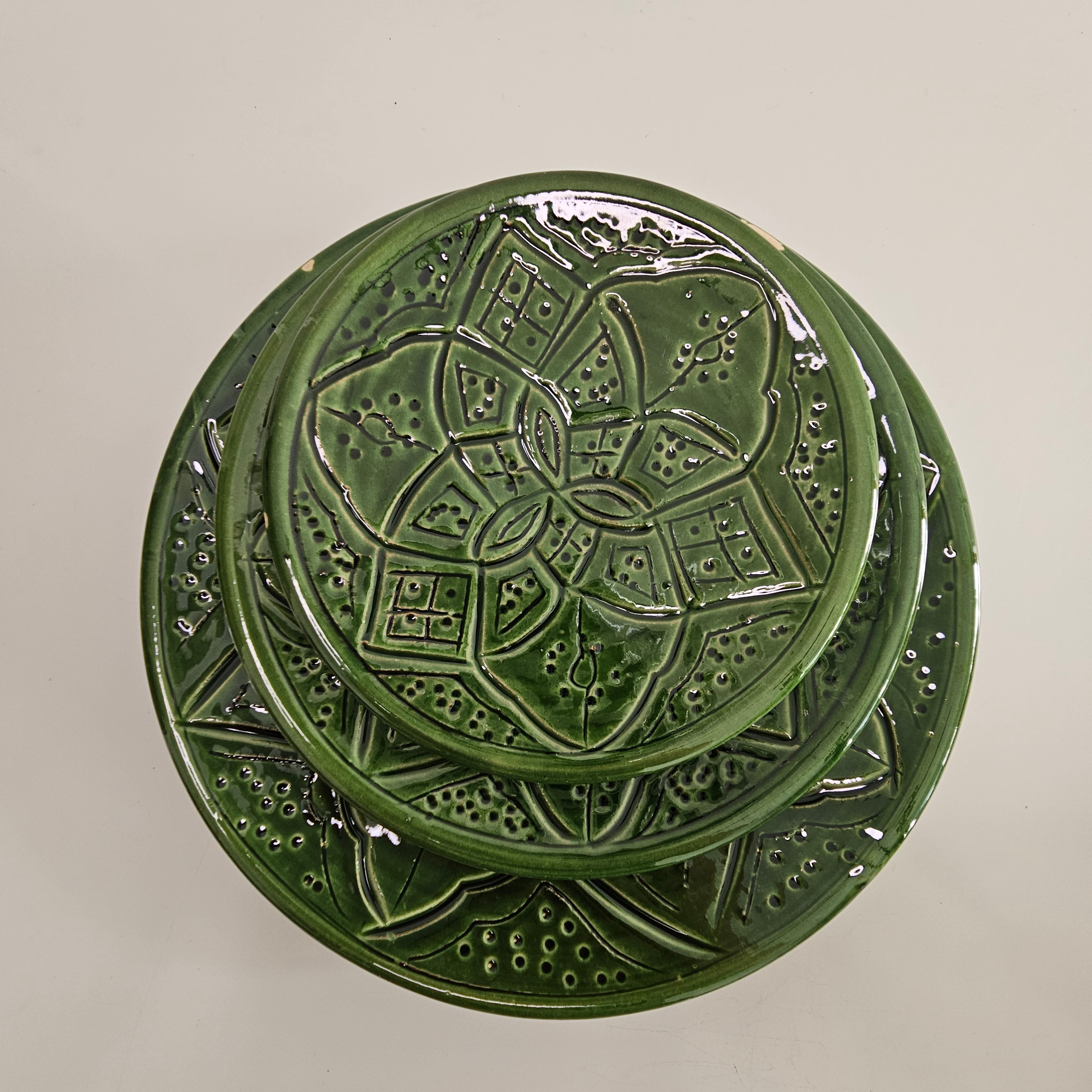 Set de 3 Assiettes Tizwelt — Vaisselle Berbère en Céramique Traditionnelle