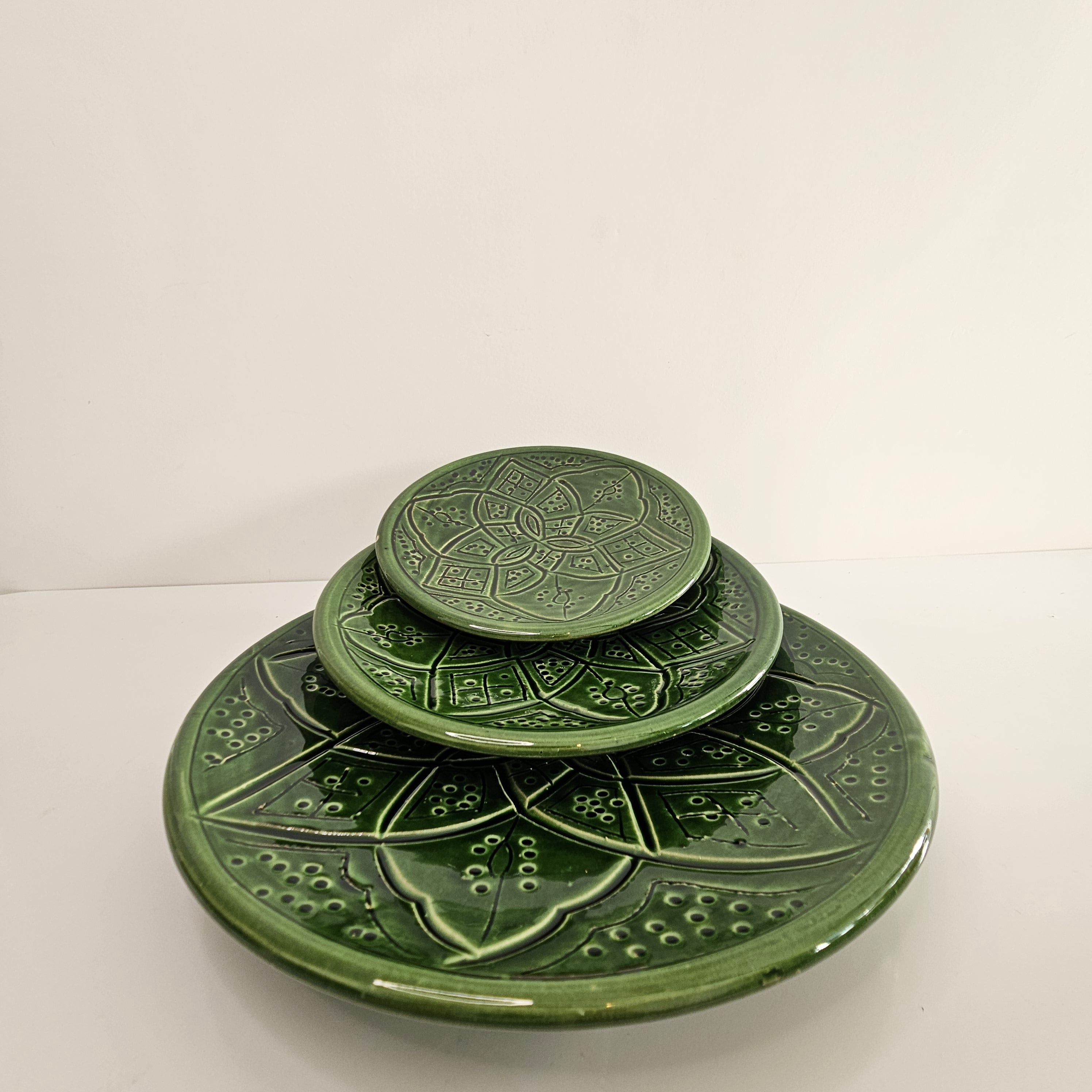 Set de 3 Assiettes Tizwelt — Vaisselle Berbère en Céramique Traditionnelle
