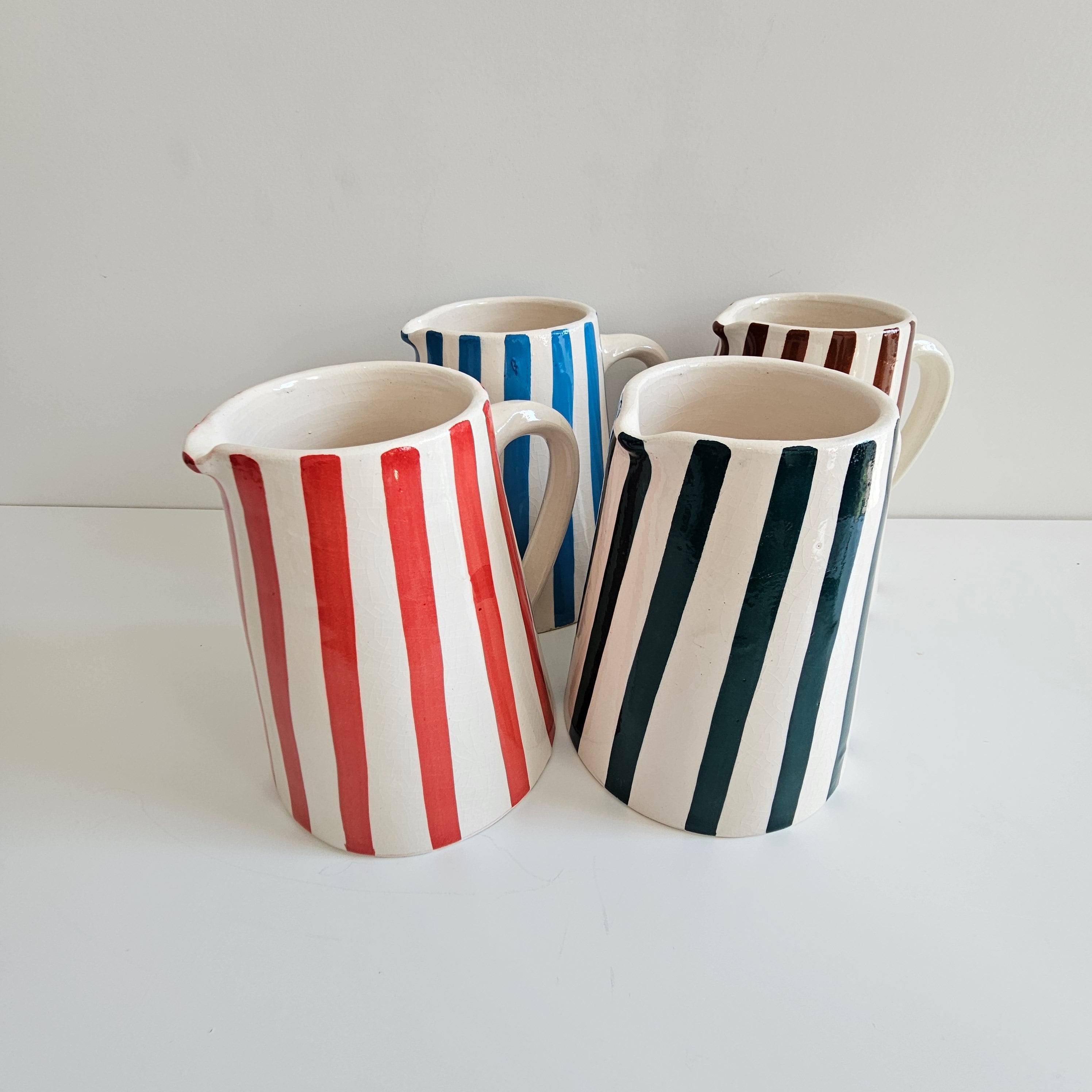 Carafe Stripe Amazigh — Pichet en Céramique Artisanale 800ml
