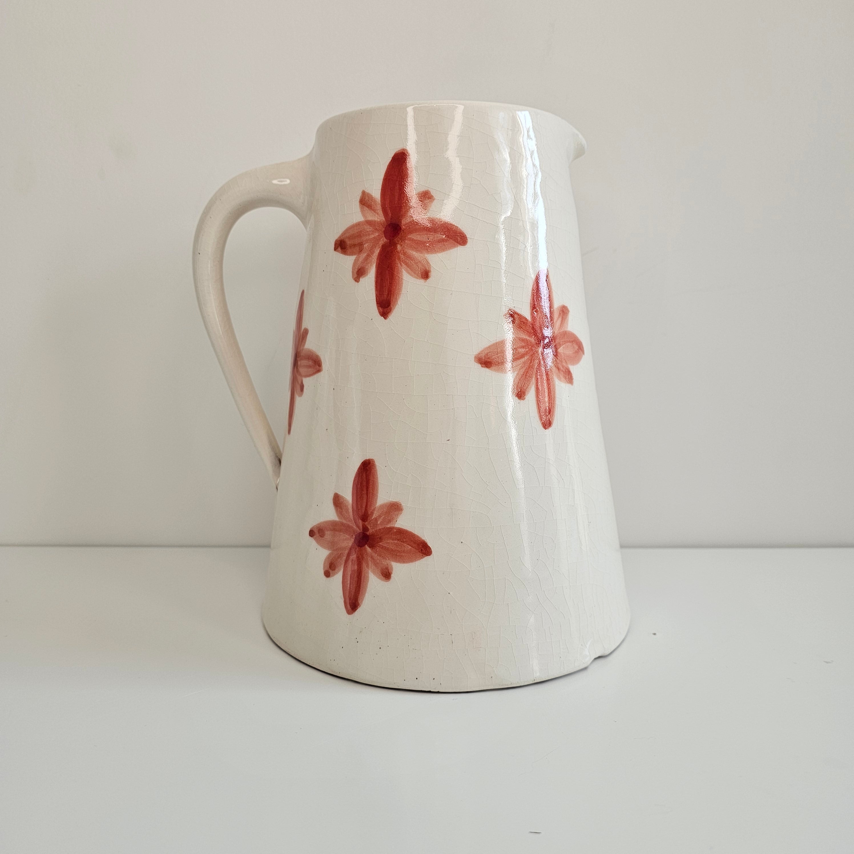 Carafe Fleurie Amazigh — Pichet en Céramique Peinte à la Main 1.5L