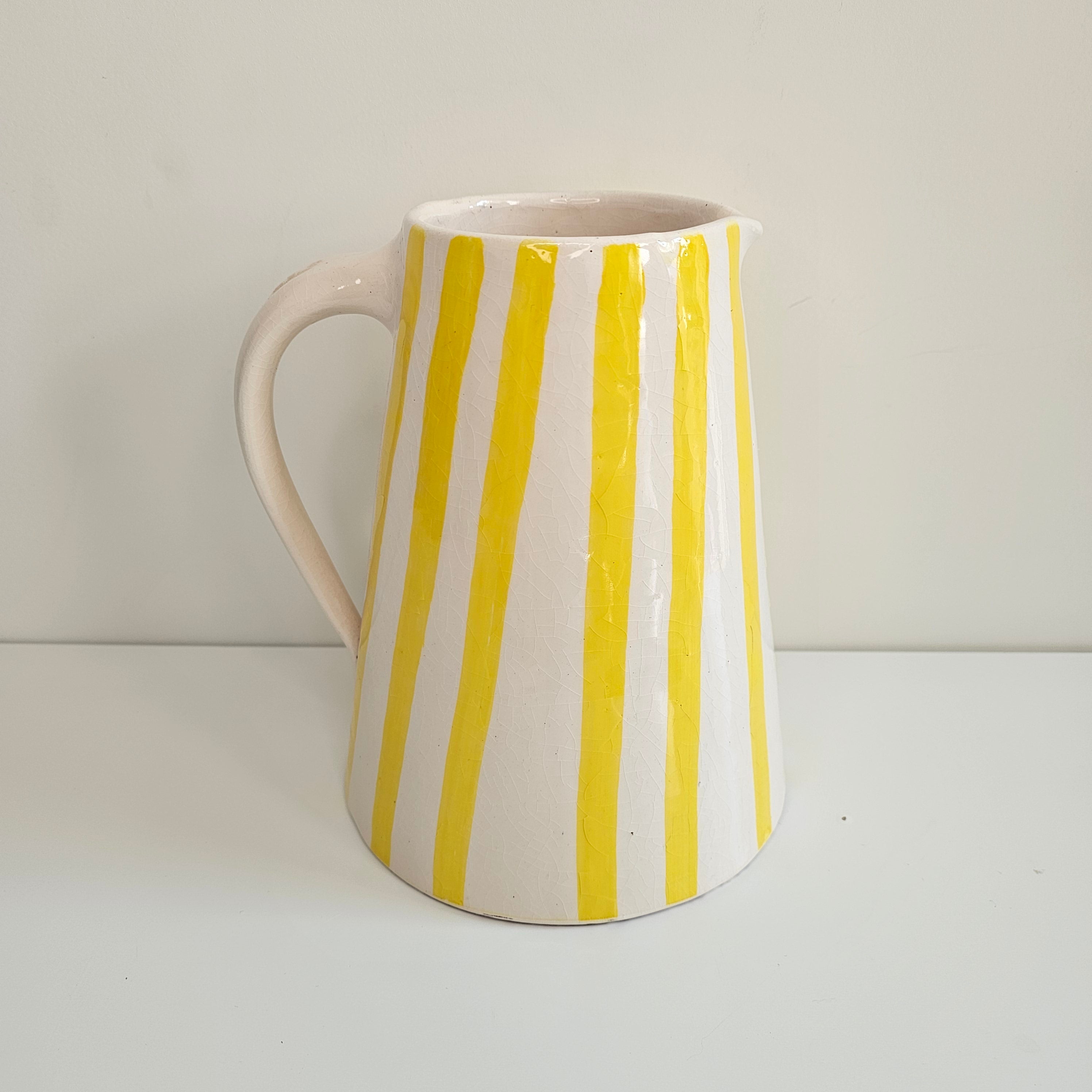 Safran Rays — 1.5L Handmade Ceramic Striped Pitcher