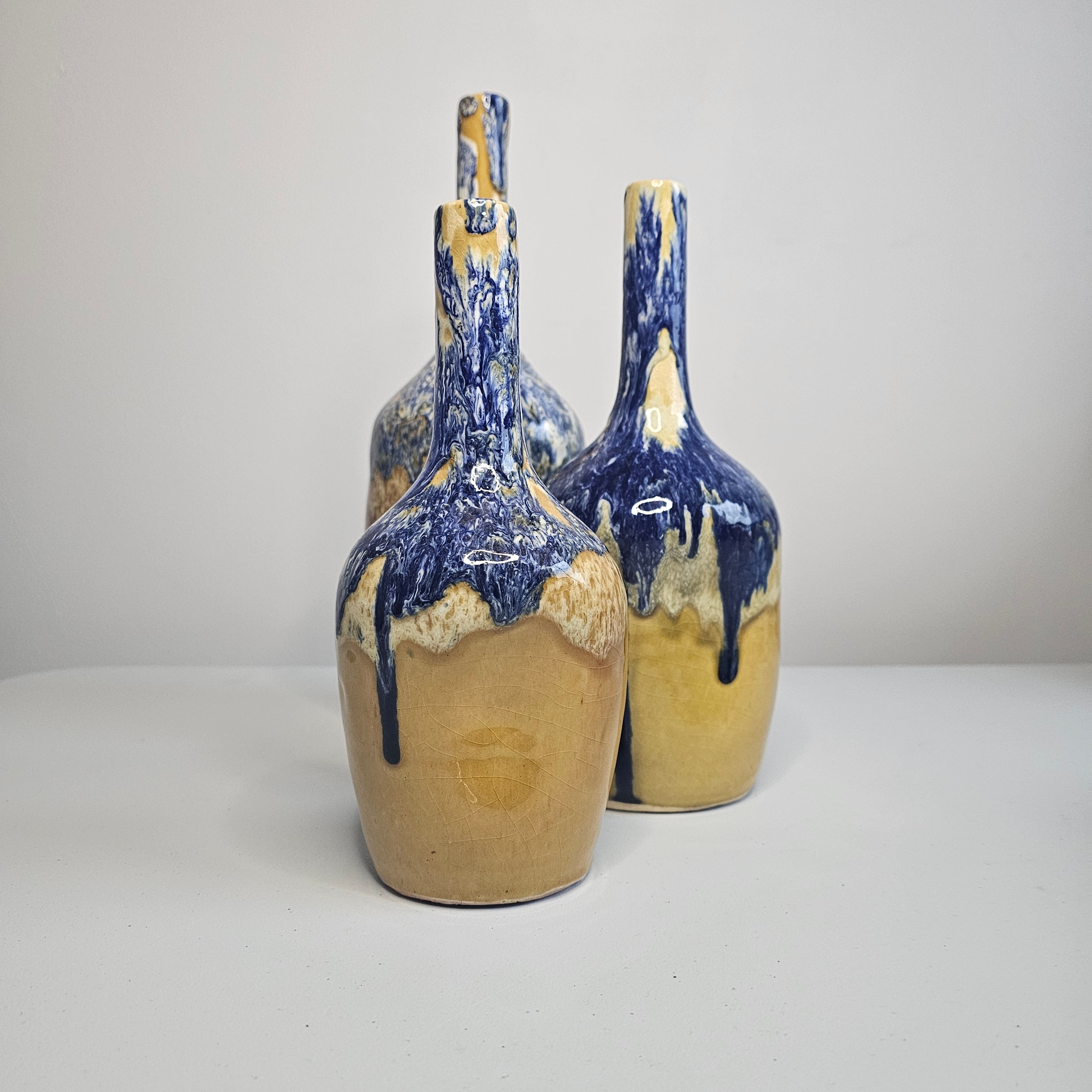 Splinters of the Atlas — Ochre Blue Sapphire Ceramic Vase Set