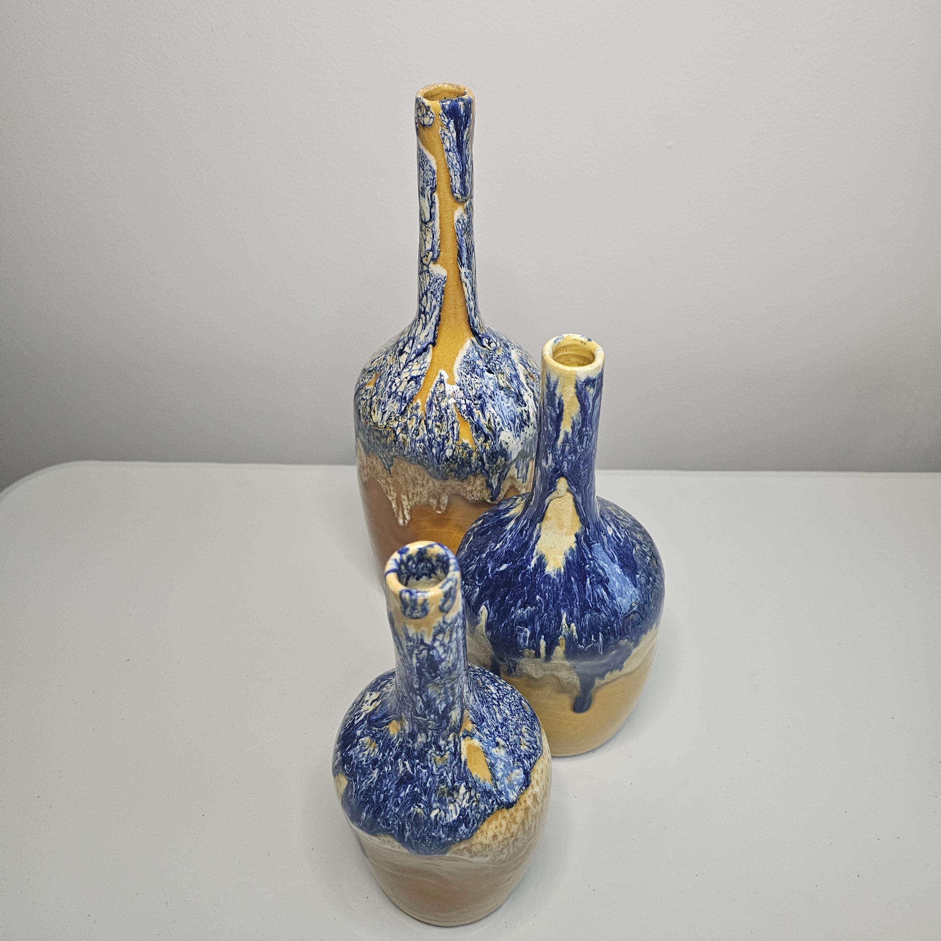 Splinters of the Atlas — Ochre Blue Sapphire Ceramic Vase Set