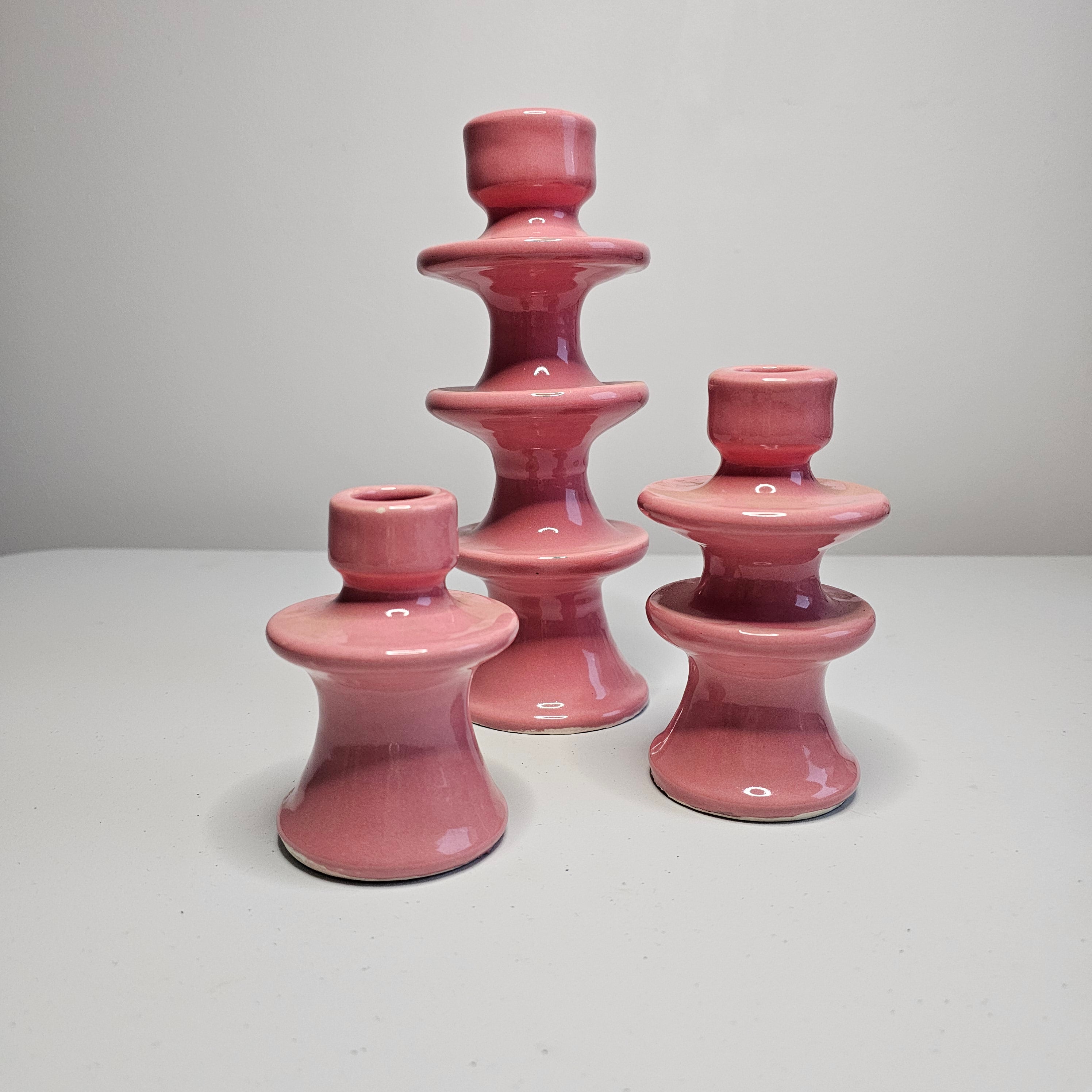 Trio of Ceramic Candle Holders – Glossy Finish