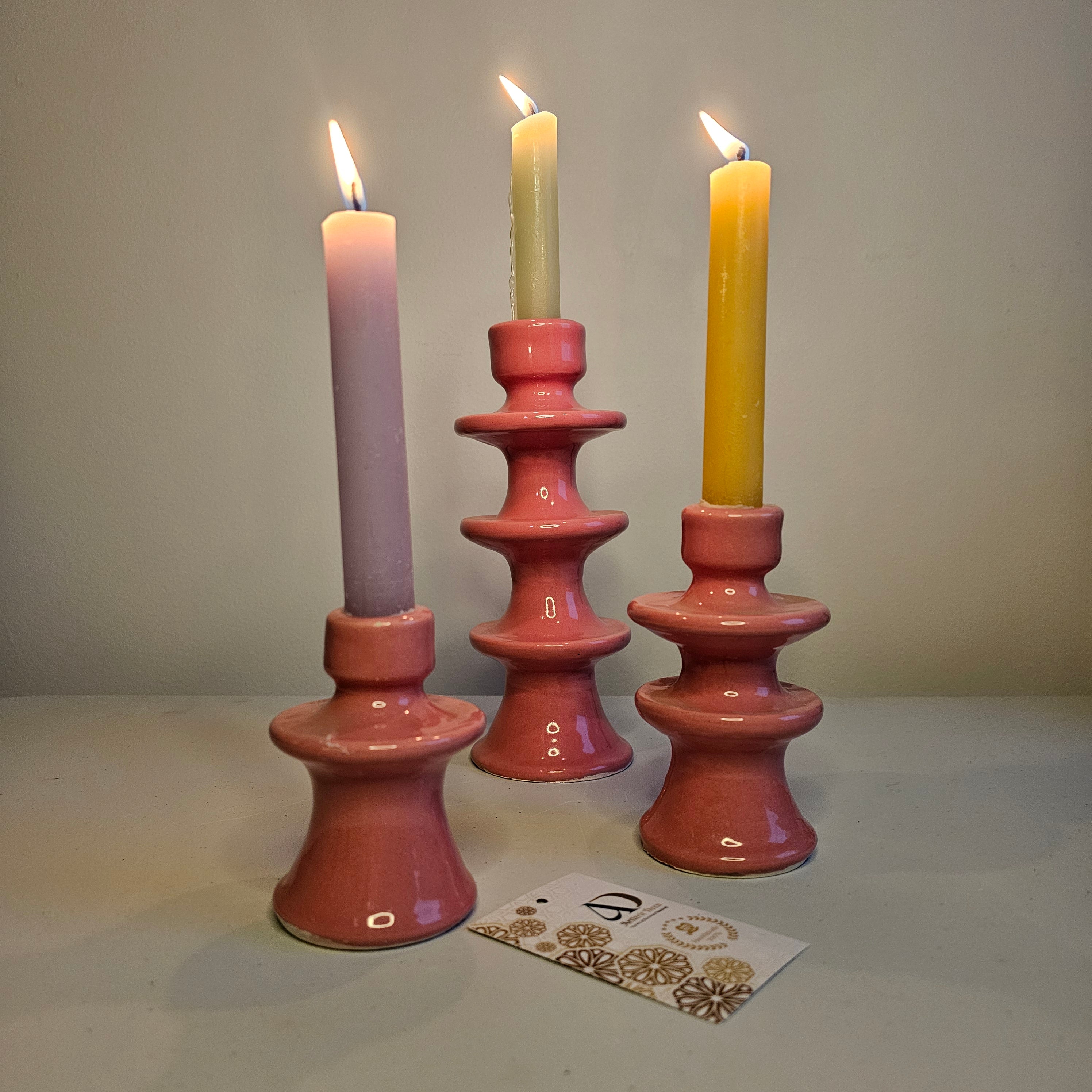 Trio of Ceramic Candle Holders – Glossy Finish