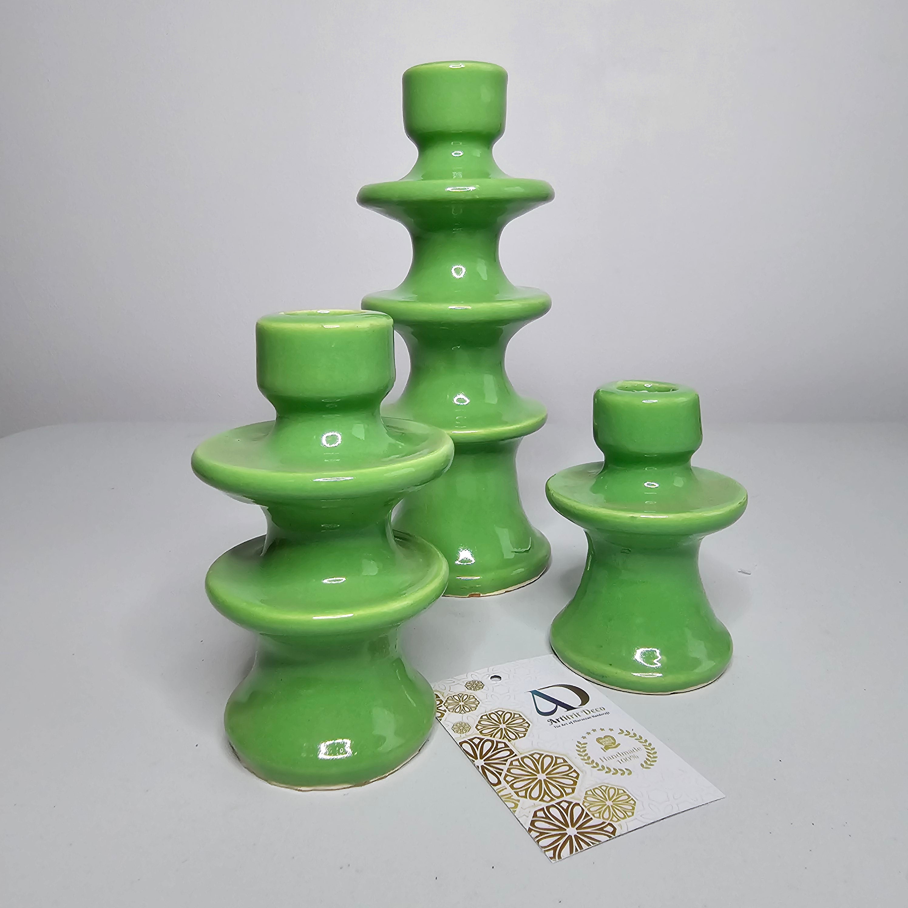 Trio of Ceramic Candle Holders – Glossy Finish