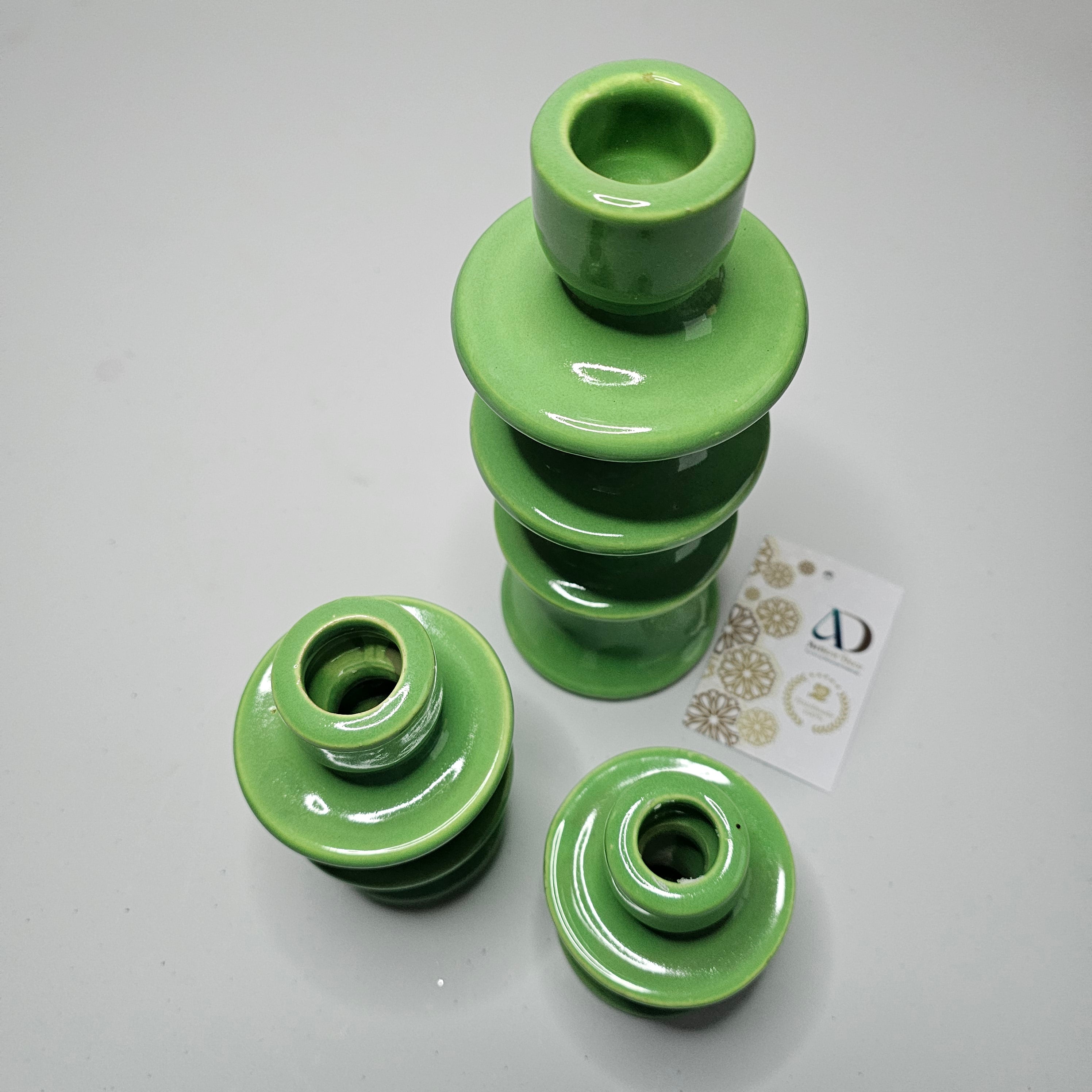 Trio of Ceramic Candle Holders – Glossy Finish