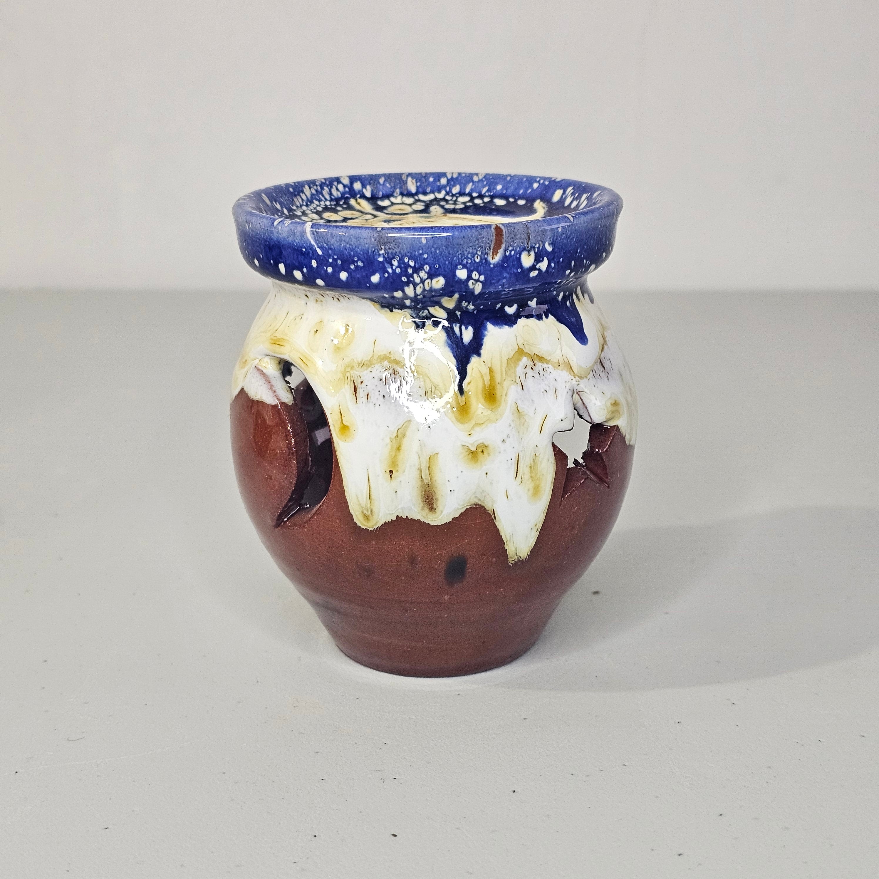 Handmade Pottery Oil Diffuser &amp; Tealight Holder – Earth Tone Glaze