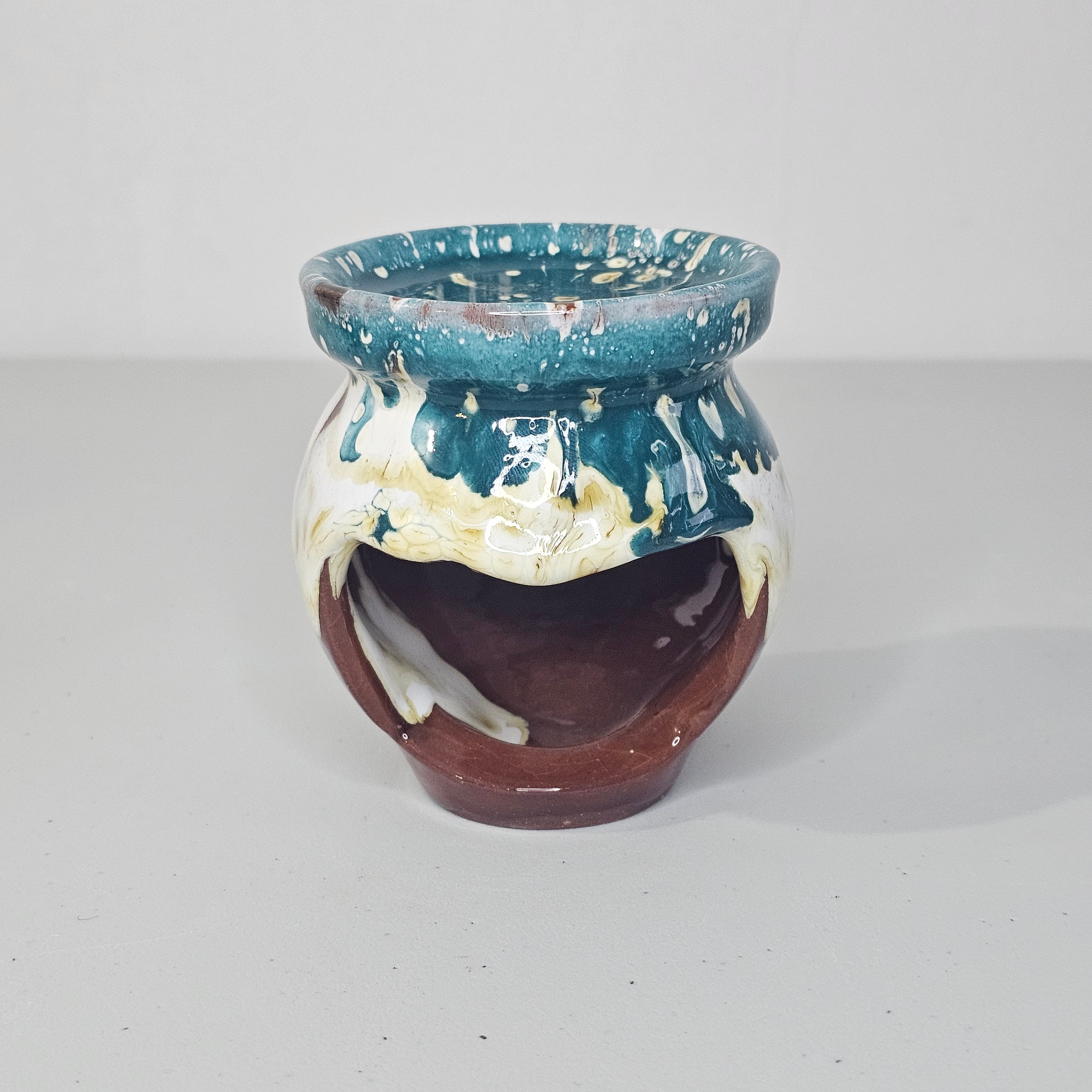 Handmade Pottery Oil Diffuser &amp; Tealight Holder – Earth Tone Glaze