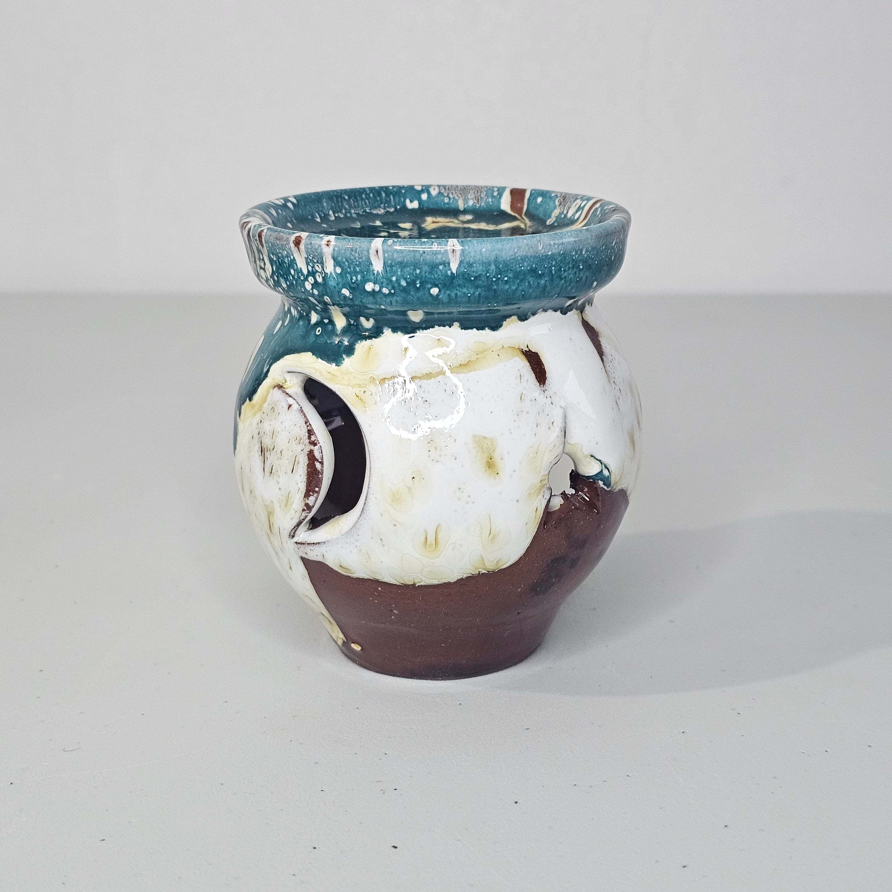 Handmade Pottery Oil Diffuser &amp; Tealight Holder – Earth Tone Glaze