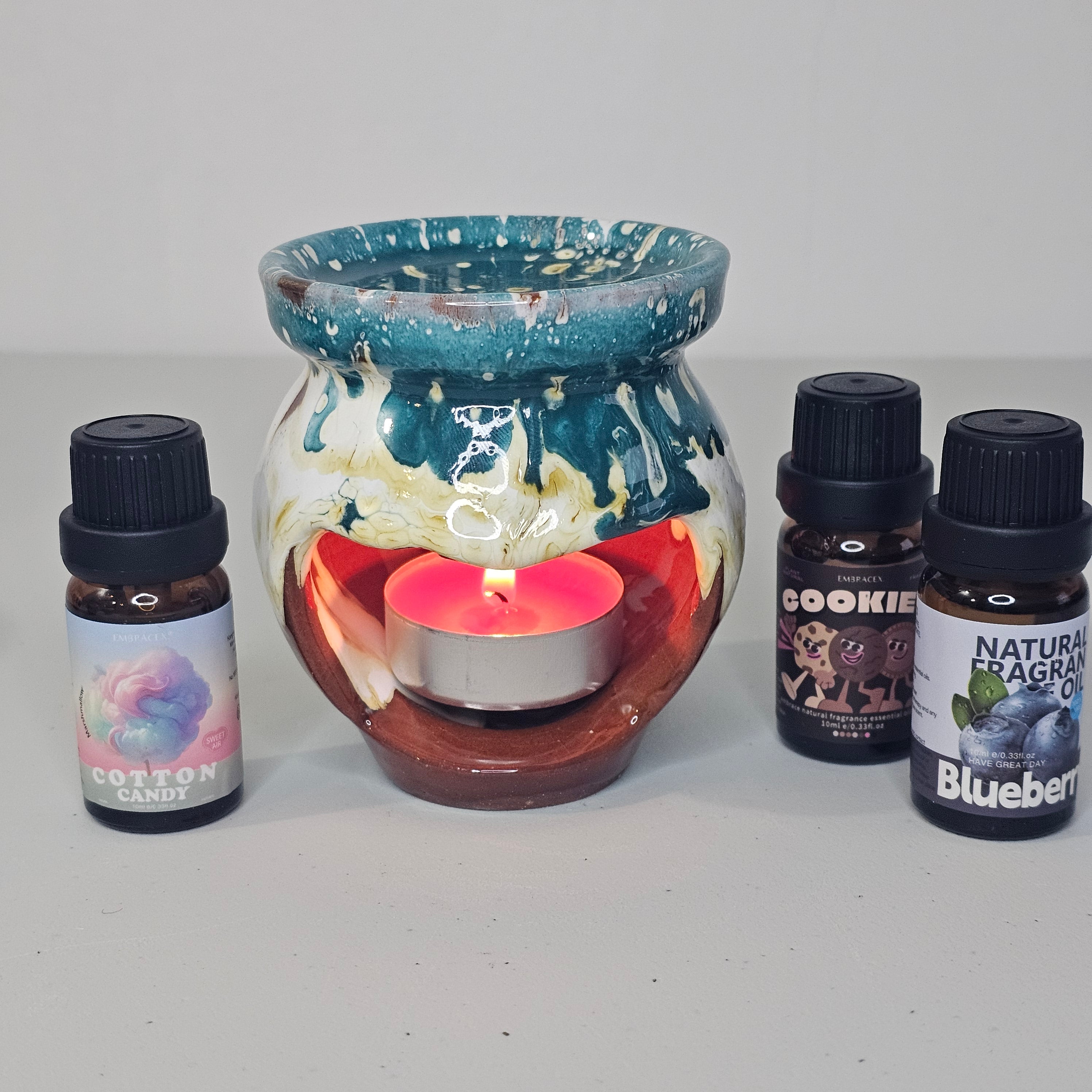 Handmade Pottery Oil Diffuser &amp; Tealight Holder – Earth Tone Glaze