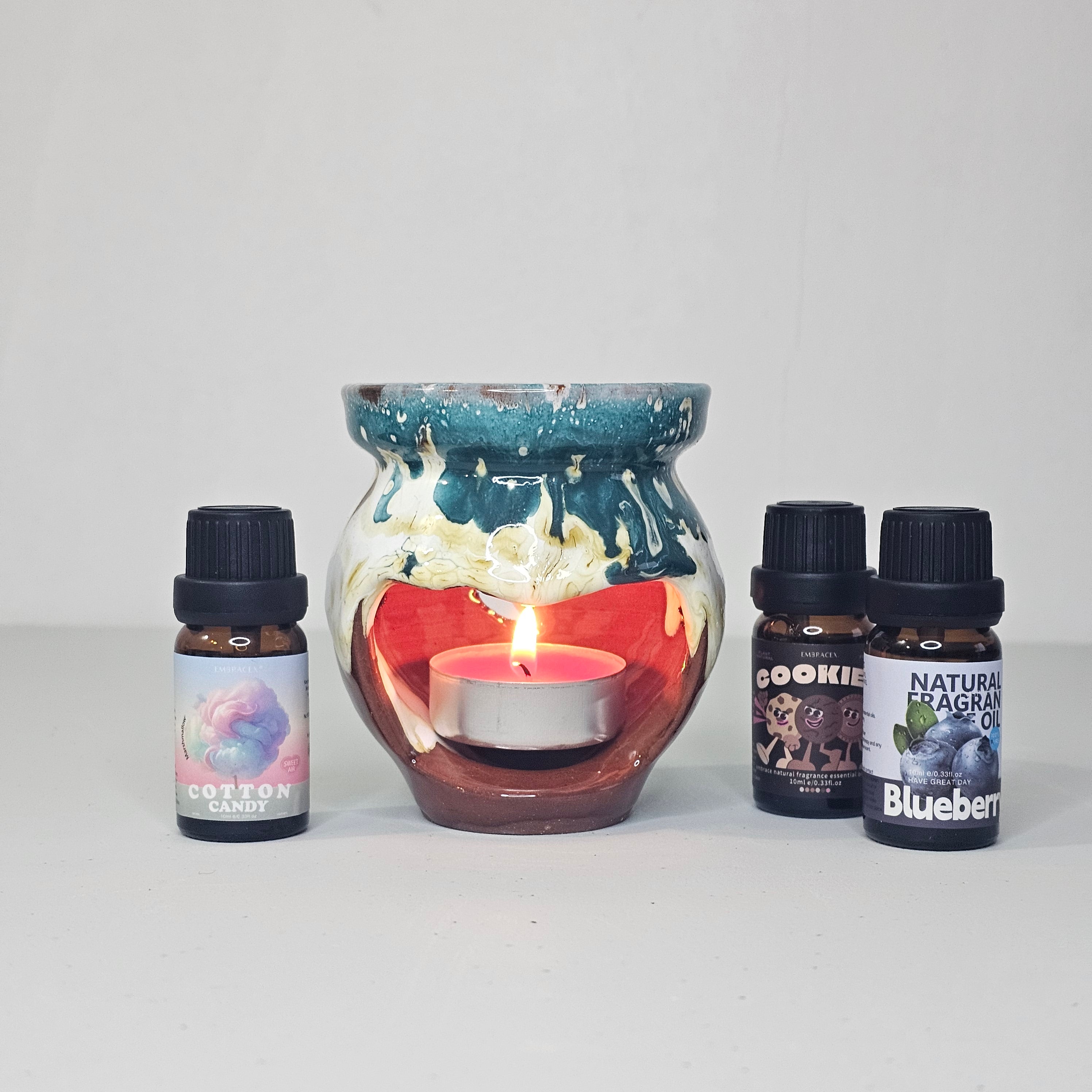 Handmade Pottery Oil Diffuser &amp; Tealight Holder – Earth Tone Glaze