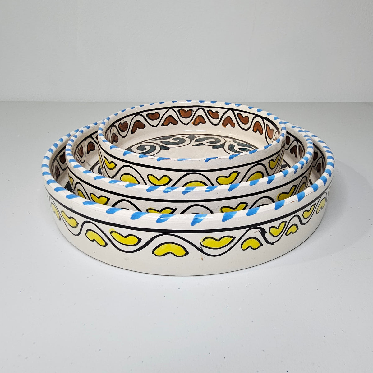 Essaouira Sun — Set of Ceramic Bowls with Berber Hearts