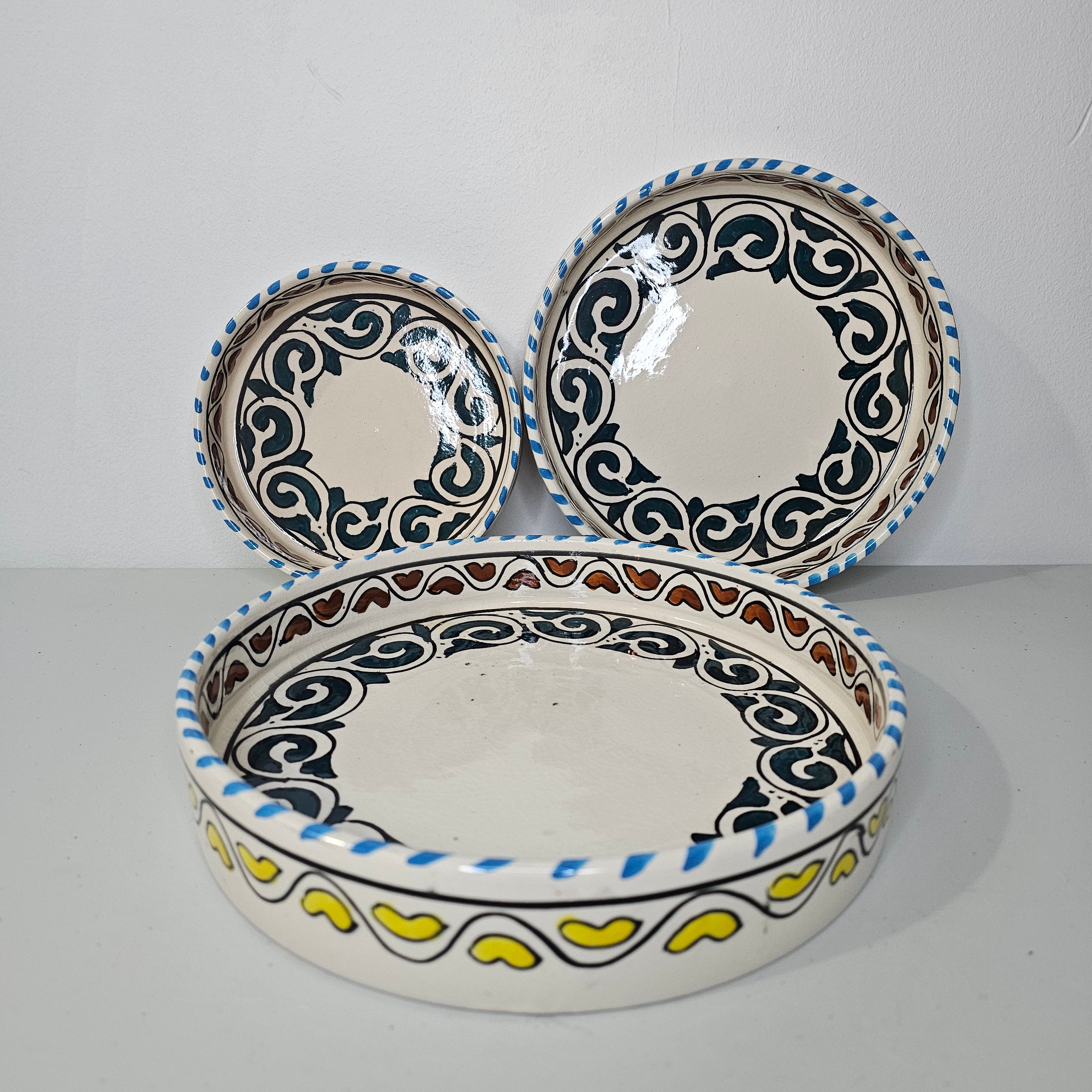 Essaouira Sun — Set of Ceramic Bowls with Berber Hearts