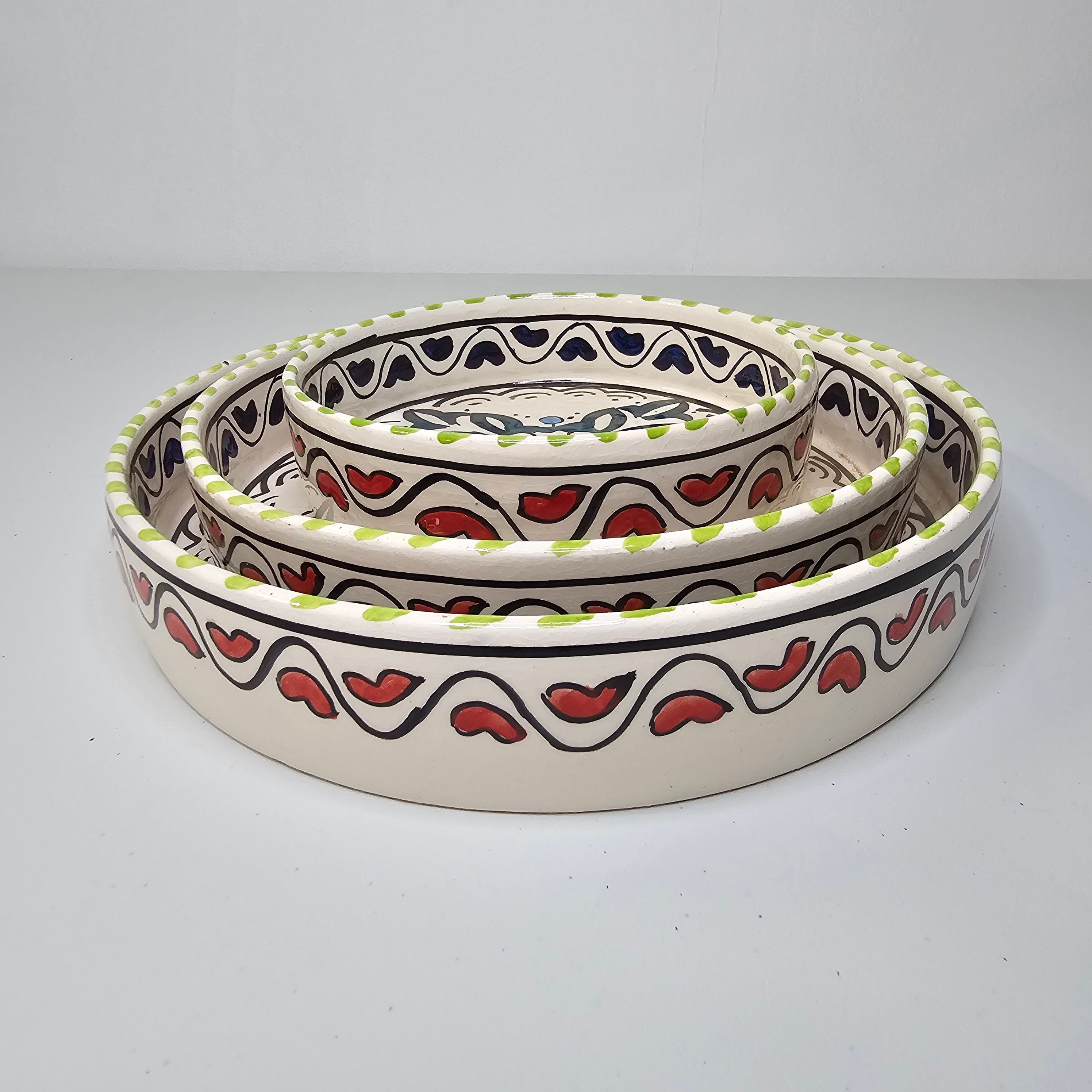 Essaouira Sun — Set of Ceramic Bowls with Berber Hearts