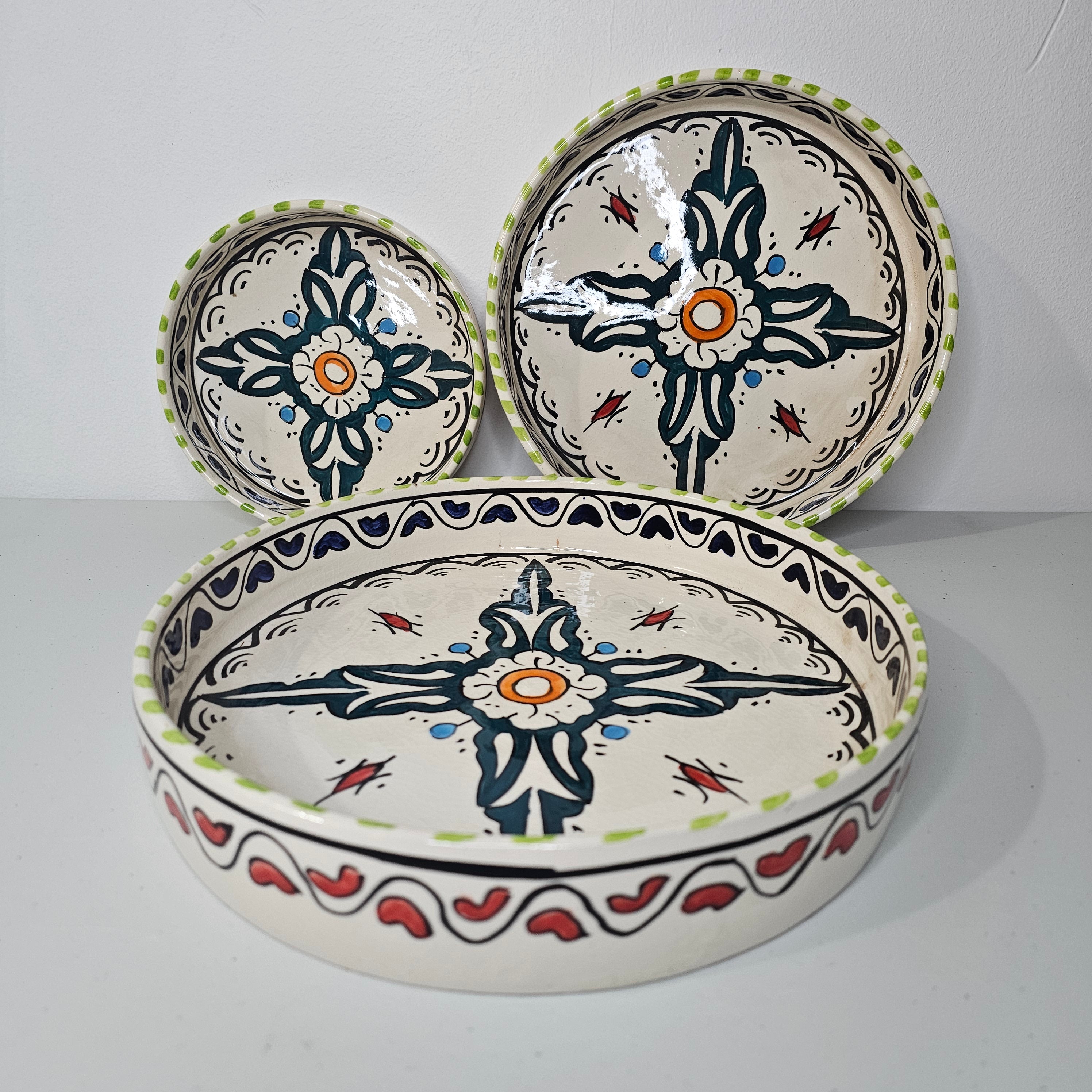 Essaouira Sun — Set of Ceramic Bowls with Berber Hearts