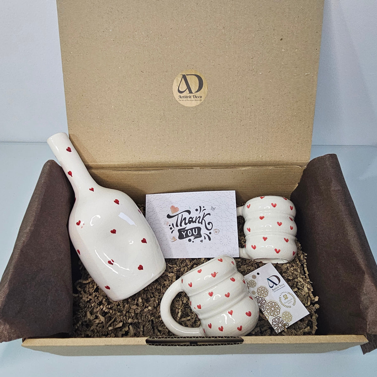 Coffret Cadeau Tayri Trio – Bouteille Vase et Duo de Mugs