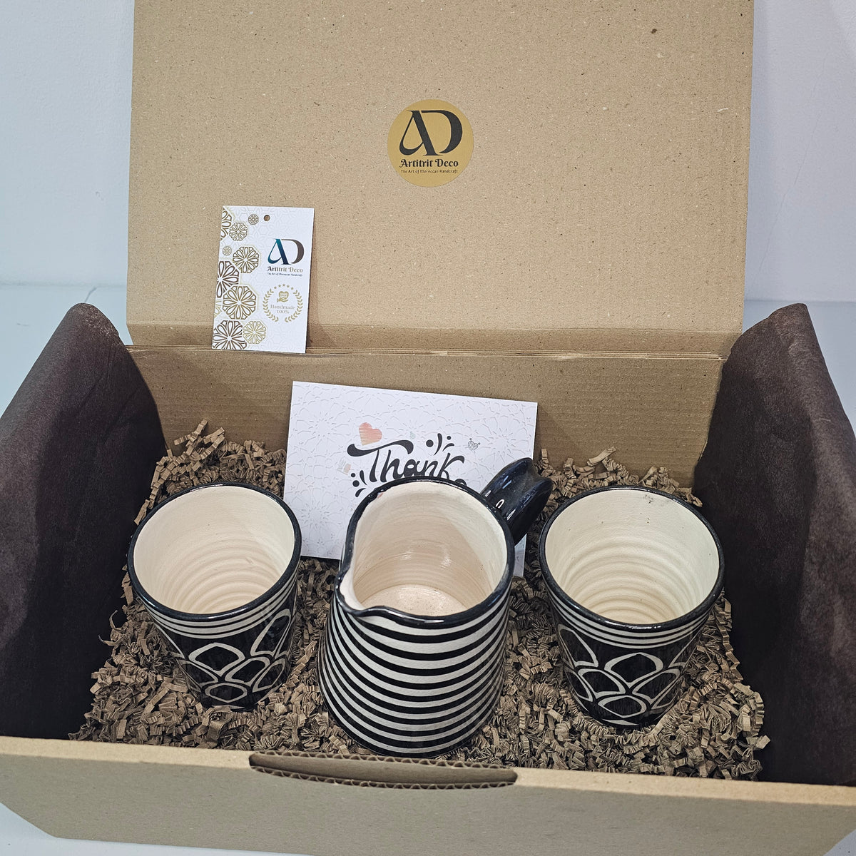 Coffret Cadeau Safi Noir – Carafe et Deux Grands Mugs