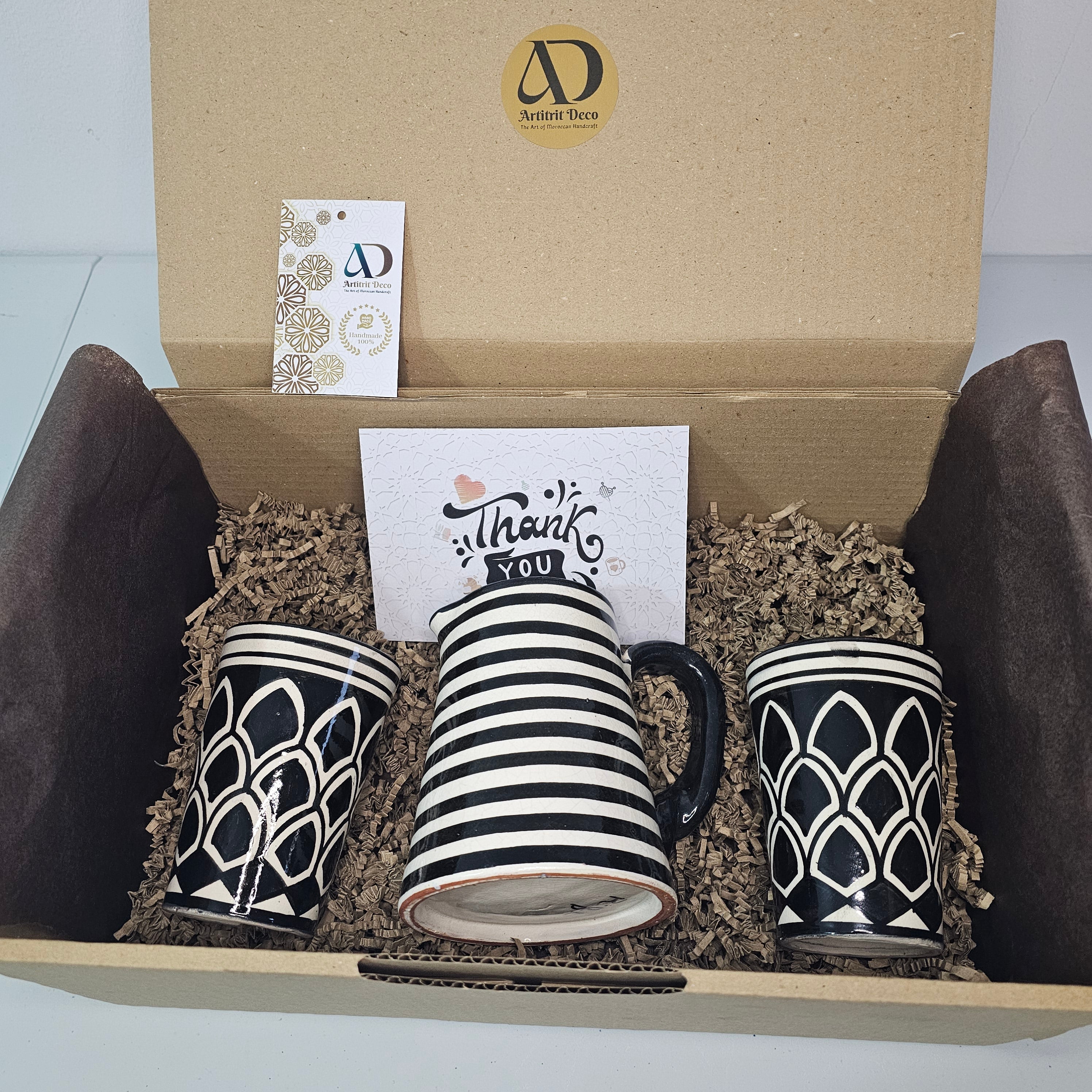 Coffret Cadeau Safi Noir – Carafe et Deux Grands Mugs