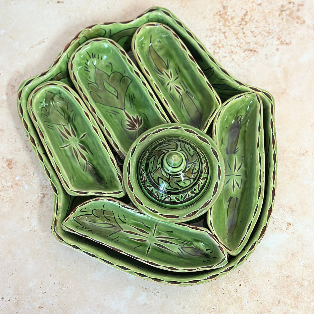 Assiette Khmissa Nakch – Multi-Compartiments Artisanale