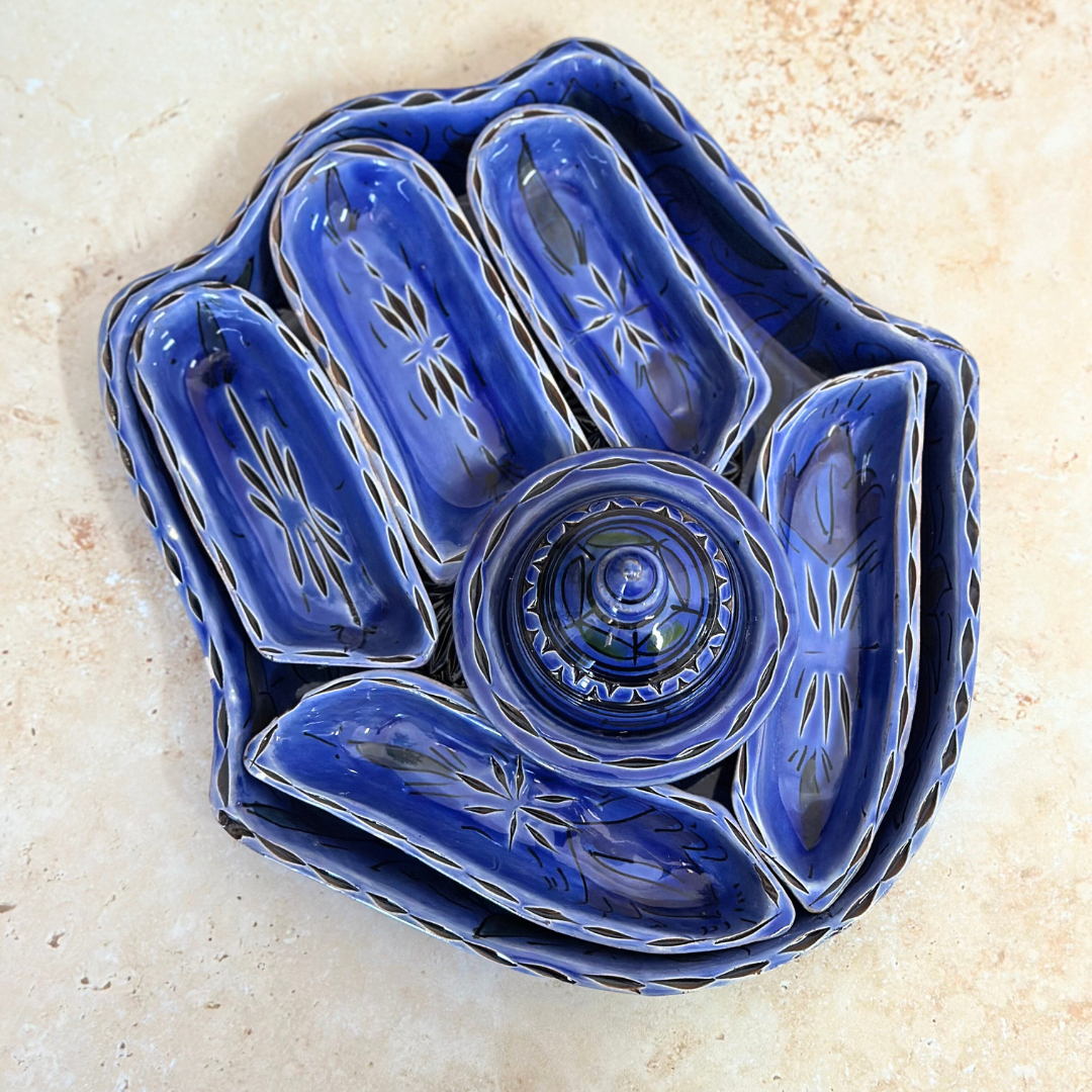 Assiette Khmissa Nakch – Multi-Compartiments Artisanale