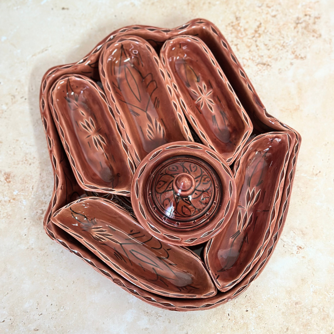 Assiette Khmissa Nakch – Multi-Compartiments Artisanale