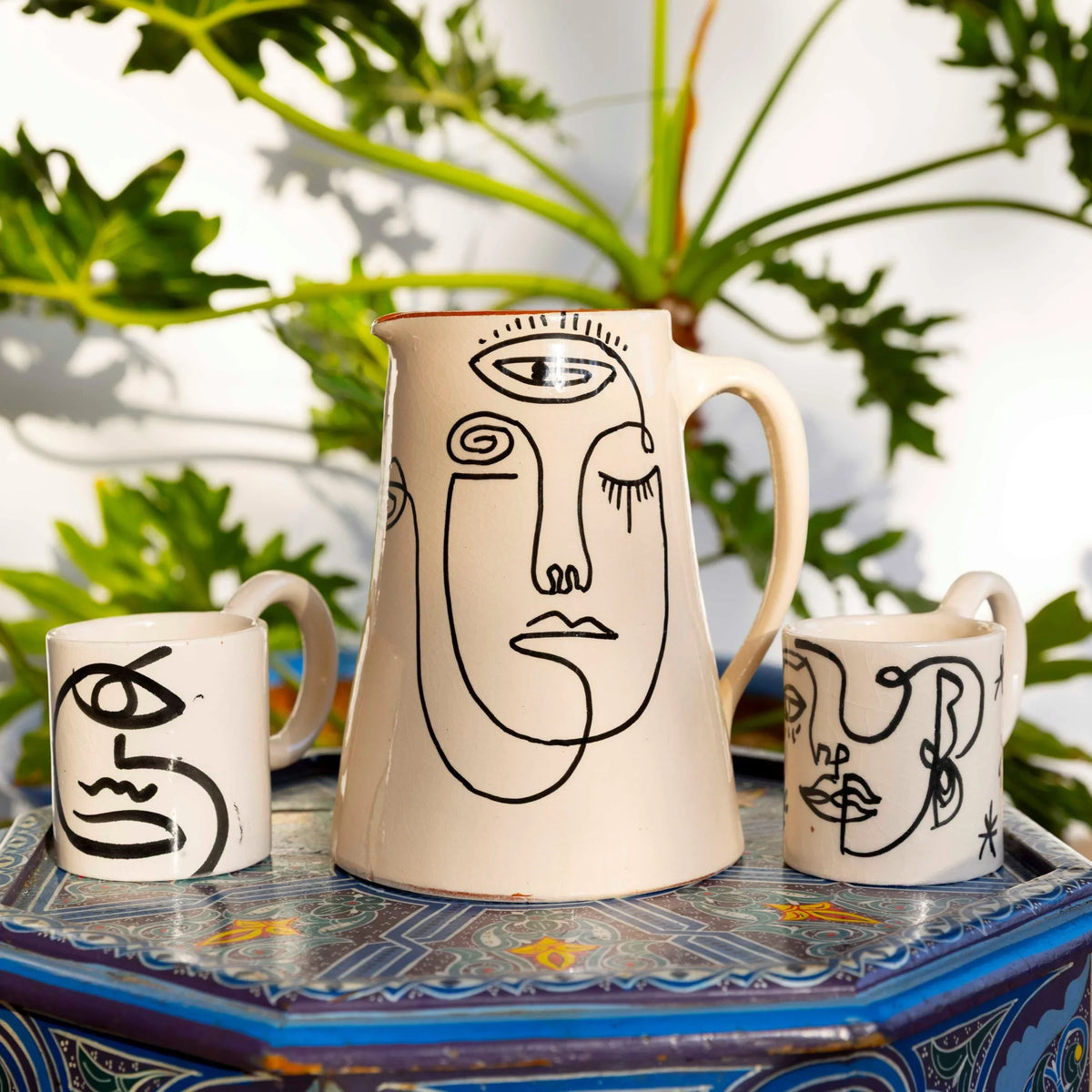 Sketch Carafe or Hearts Carafe — Handcrafted Ceramic Wall Art 1.5L